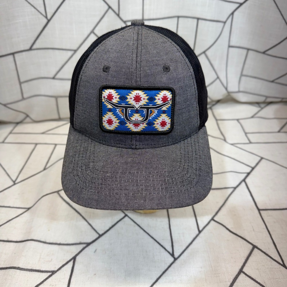 RopeSmart Trucker Hat OSFM Grey Black Southwestern‎ Patch Snapback RS Gear